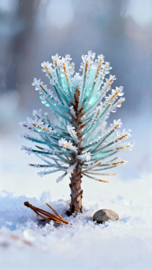 Tiny Pine Tree Frosted Vertical Portrait