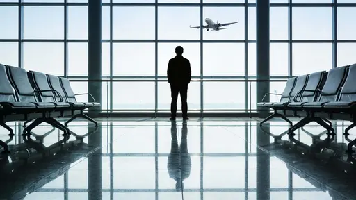 Traveler in modern airport terminal