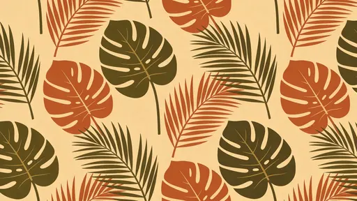 Tropical palm fronds repeating surface pattern