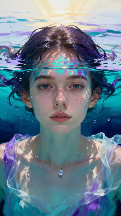 Underwater character with open eyes