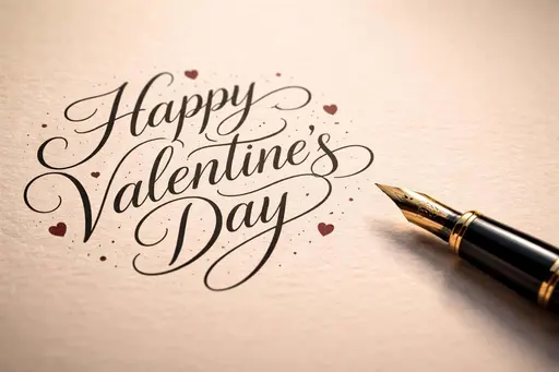 Valentine's hand-lettered calligraphy with pen