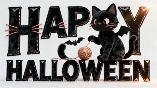 Velvet Halloween lettering with cat