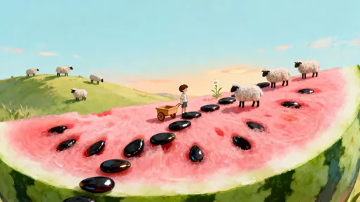 Watermelon slice miniature landscape scene