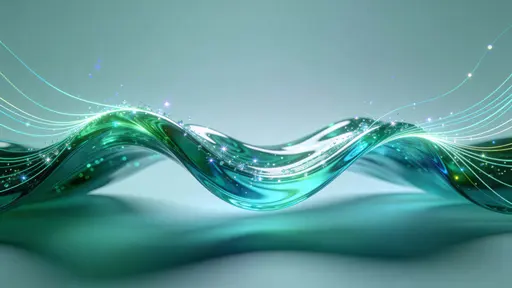 Wavefront of emerald and aqua light