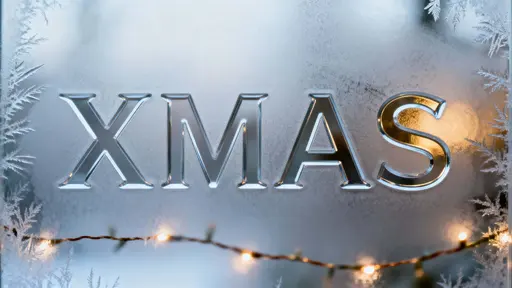 XMAS letters carved in frosted glass closeup