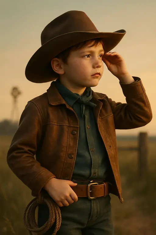 young cowboy portrait at dusk