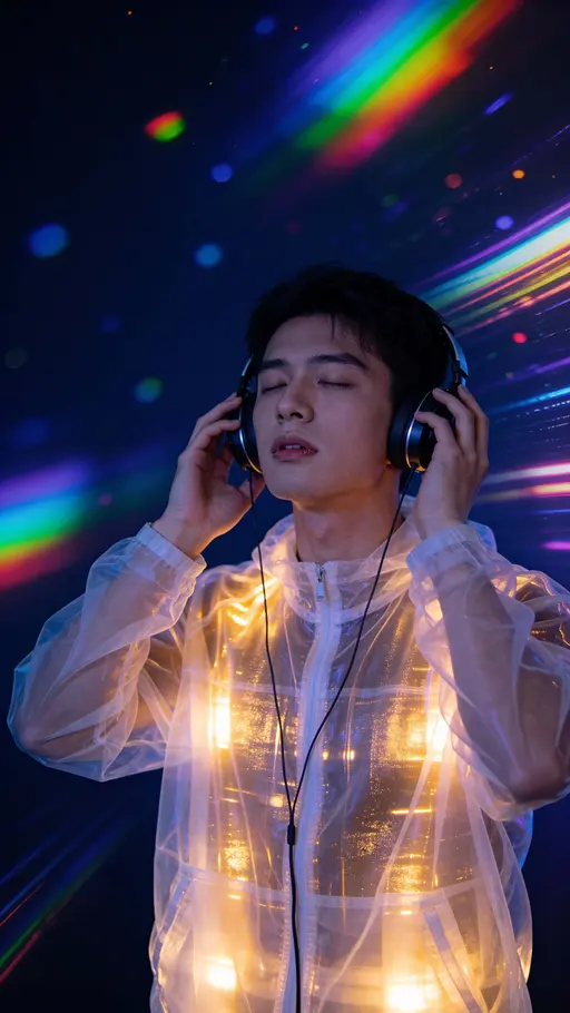 Young man in dark neon portrait