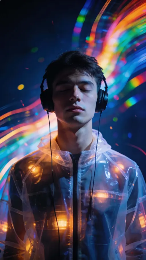 Young Man in Neon Music Portrait