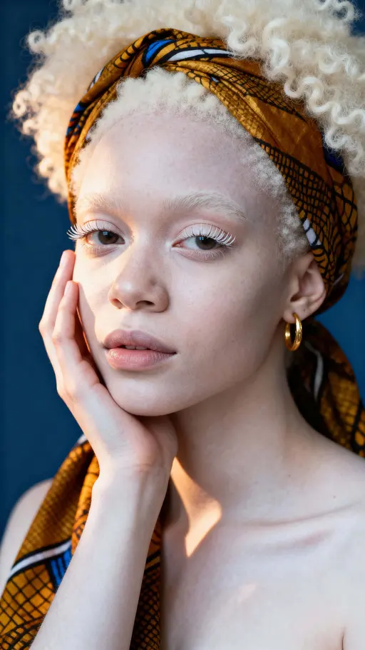 young Nigerian woman with albinism studio portrait