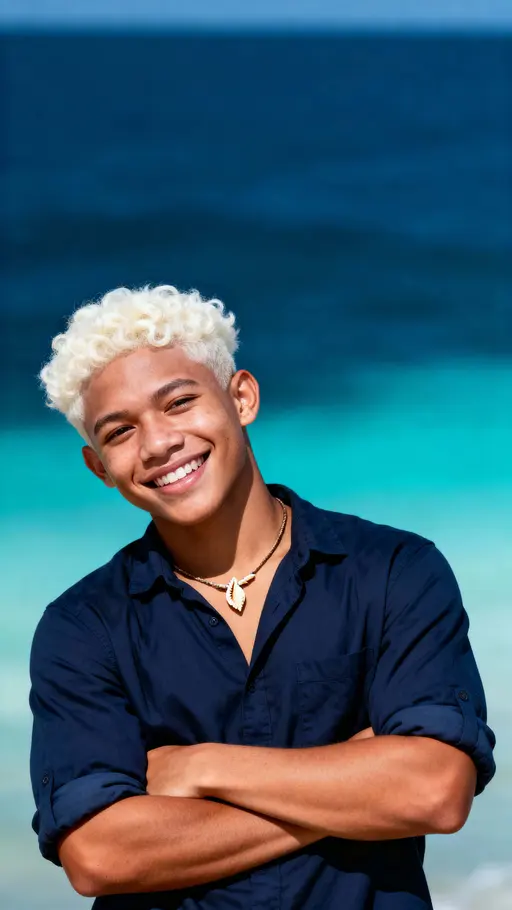 Young Samoan man portrait, albinism