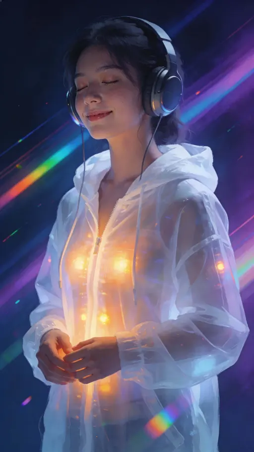 Young woman in futuristic light